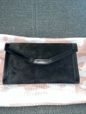 Rene Black suede and leather clutch/wallet